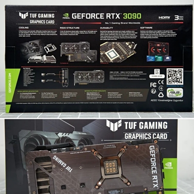 Schwarzer Bergbau Rig Grafikkarte ASUS TUF GeForce RTX 3090 24GB ETH