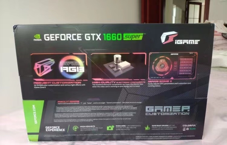 Bergbau Rig Grafikkarte 1785MHZ buntes IGaMe GeForce GTX 1660 6G ETH Super ultra